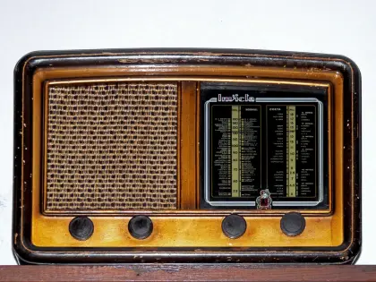 Valve radio in a wooden case